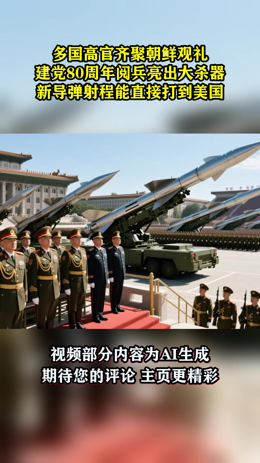 多国高官齐聚朝鲜观礼,建党80周年阅兵亮出大杀器!新导弹射程能直接打到美国!