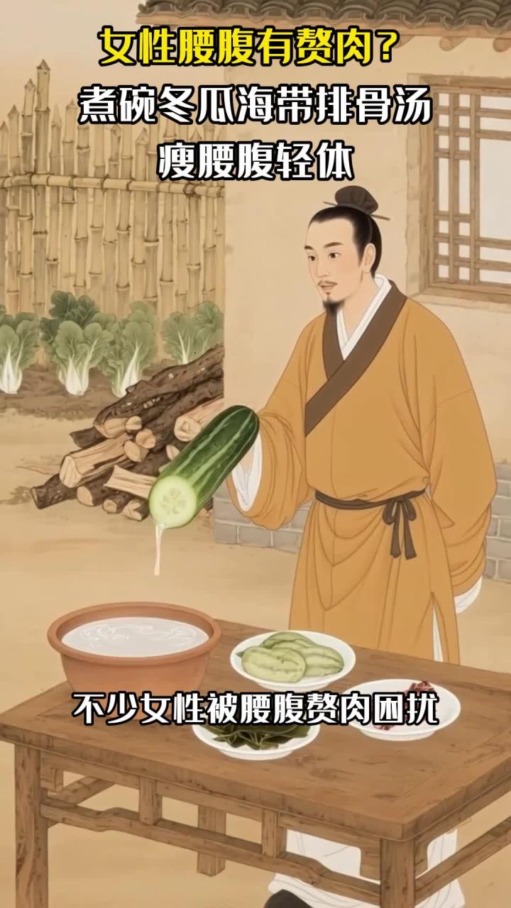 女性腰腹有赘肉?煮碗冬瓜海带排骨汤,瘦腰腹轻体