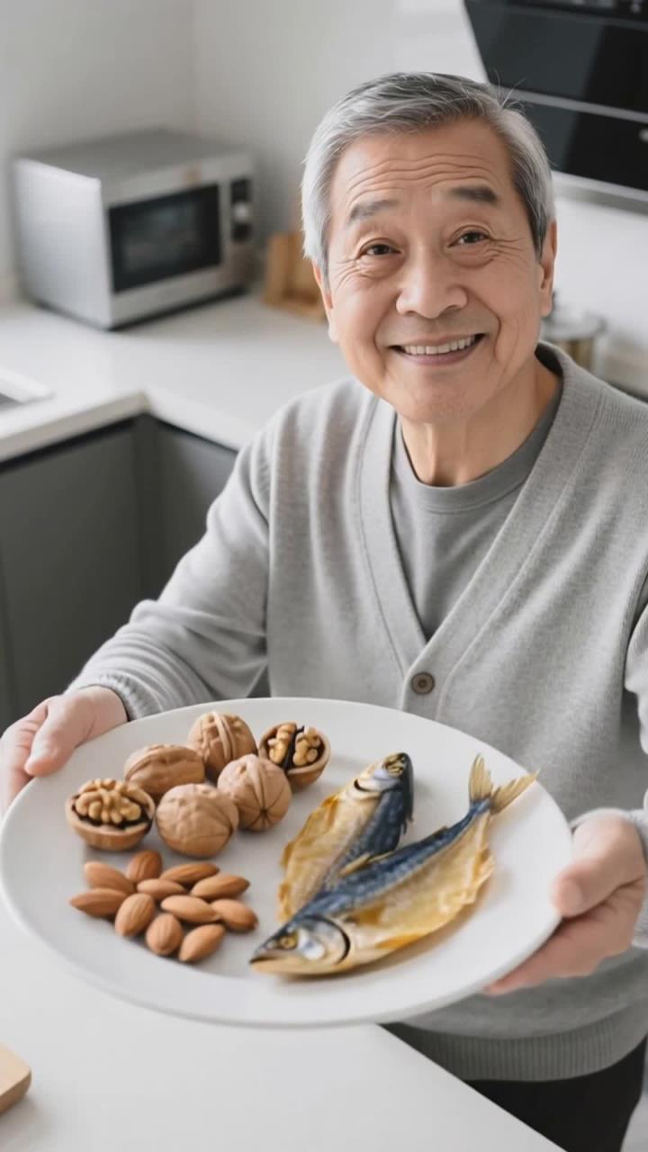 老人健脑零食,核桃杏仁深海鱼干,随时吃延缓衰老