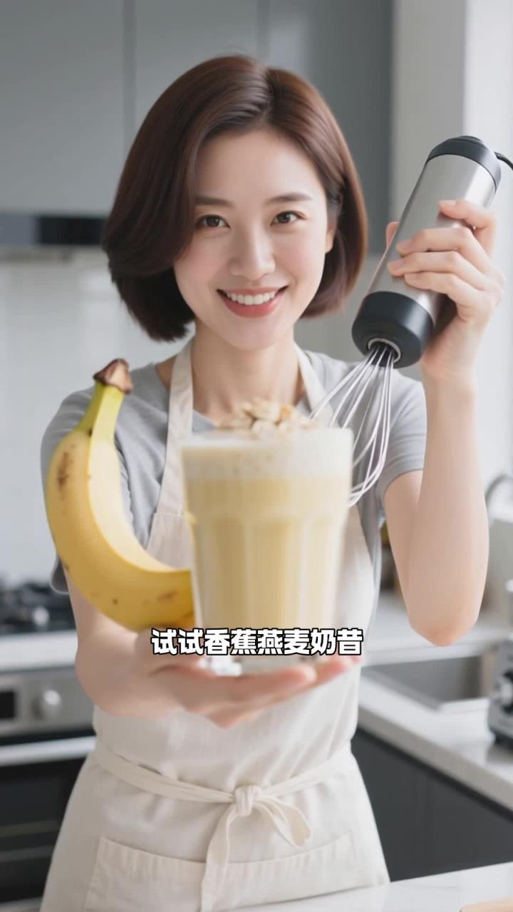 香蕉燕麦奶昔小诀窍,减脂期加餐,可做的低卡甜品