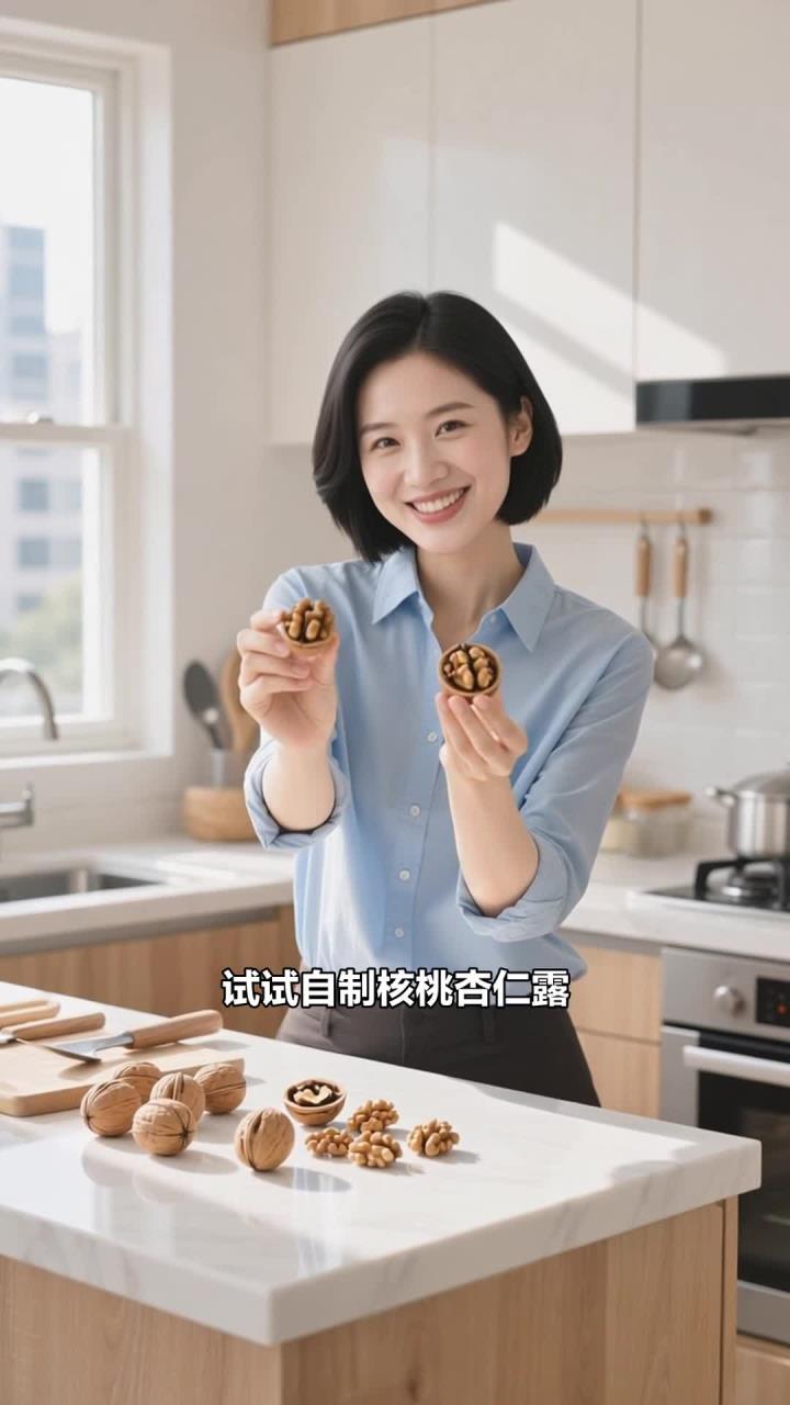 核桃杏仁露小方法,早餐营养单一,可自制的补脑饮品