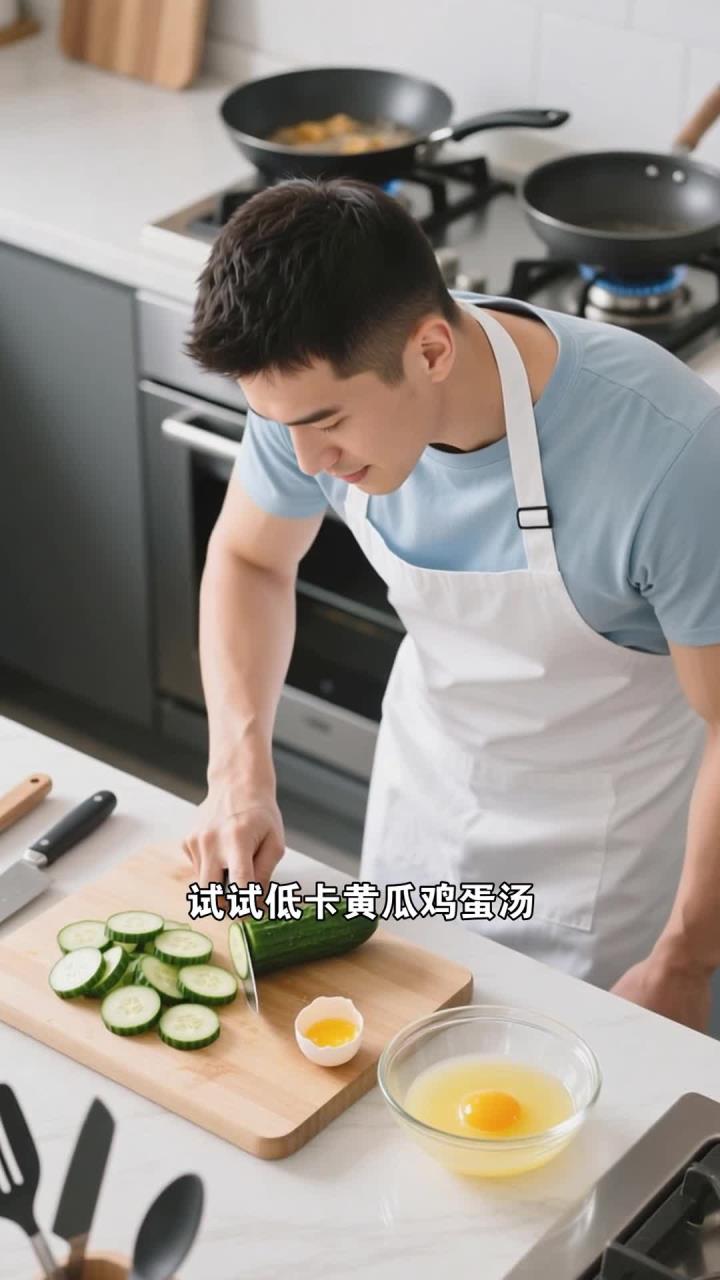 黄瓜鸡蛋汤小妙招,减脂期控卡,午餐能做的低卡汤