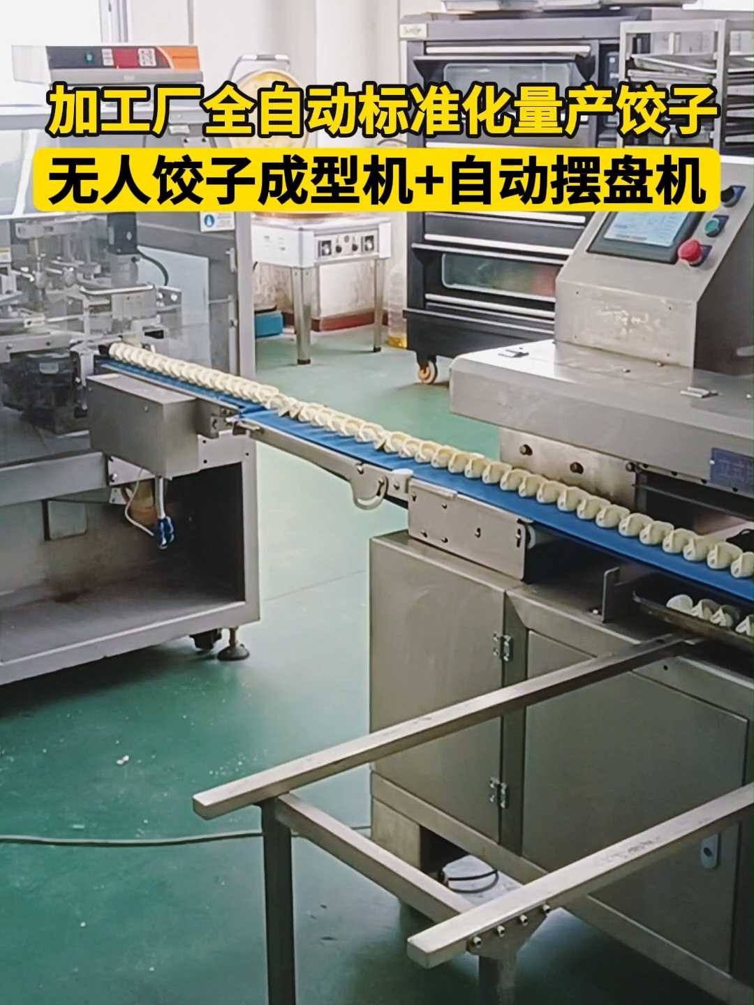 加工厂全自动标准化量产饺子无人饺子成型机+自动摆盘机