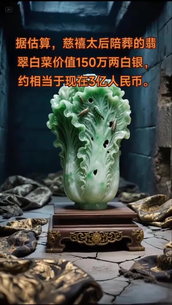 据估算,慈禧太后陪葬的翡翠白菜价值约相当于现在3亿人民币