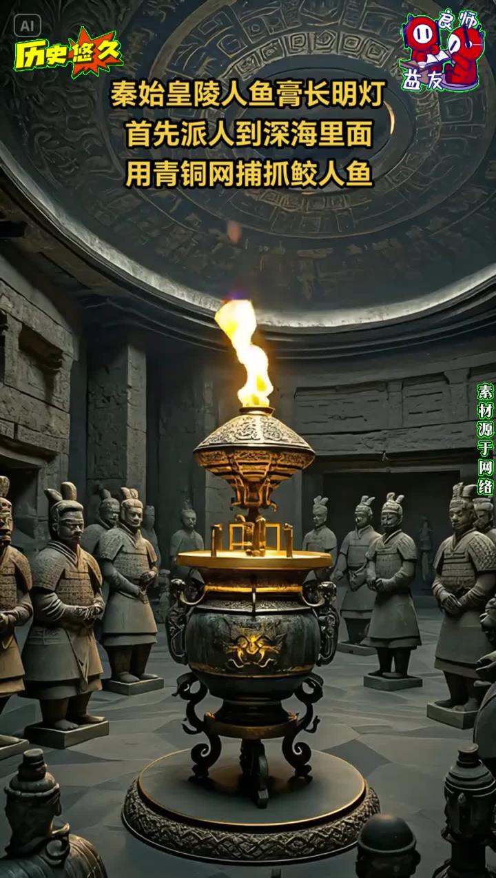 秦始皇陵人鱼膏长明灯。首先派人到深海里面用青铜网捕抓鲛人鱼