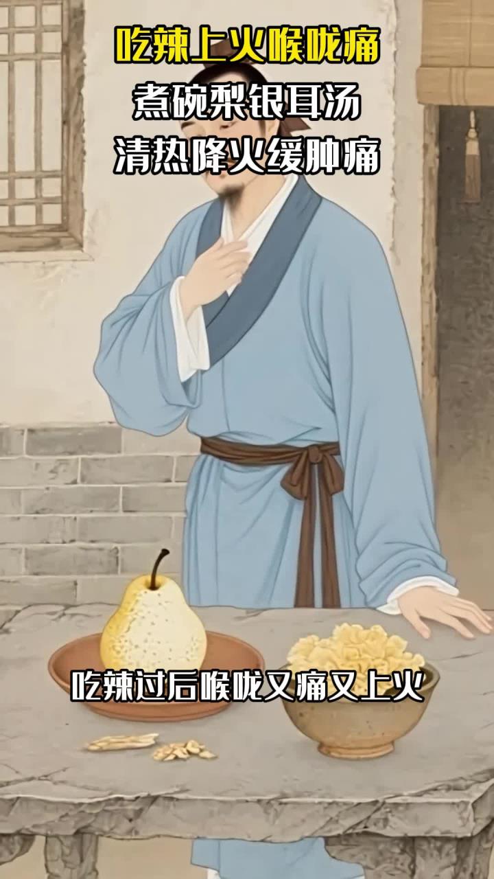 吃辣上火喉咙痛：煮碗梨银耳汤，清热降火缓肿痛