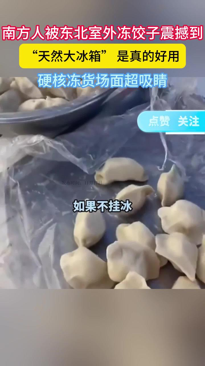 南方人被东北冻饺子现场震撼到了!东北室外大冰箱就是好使