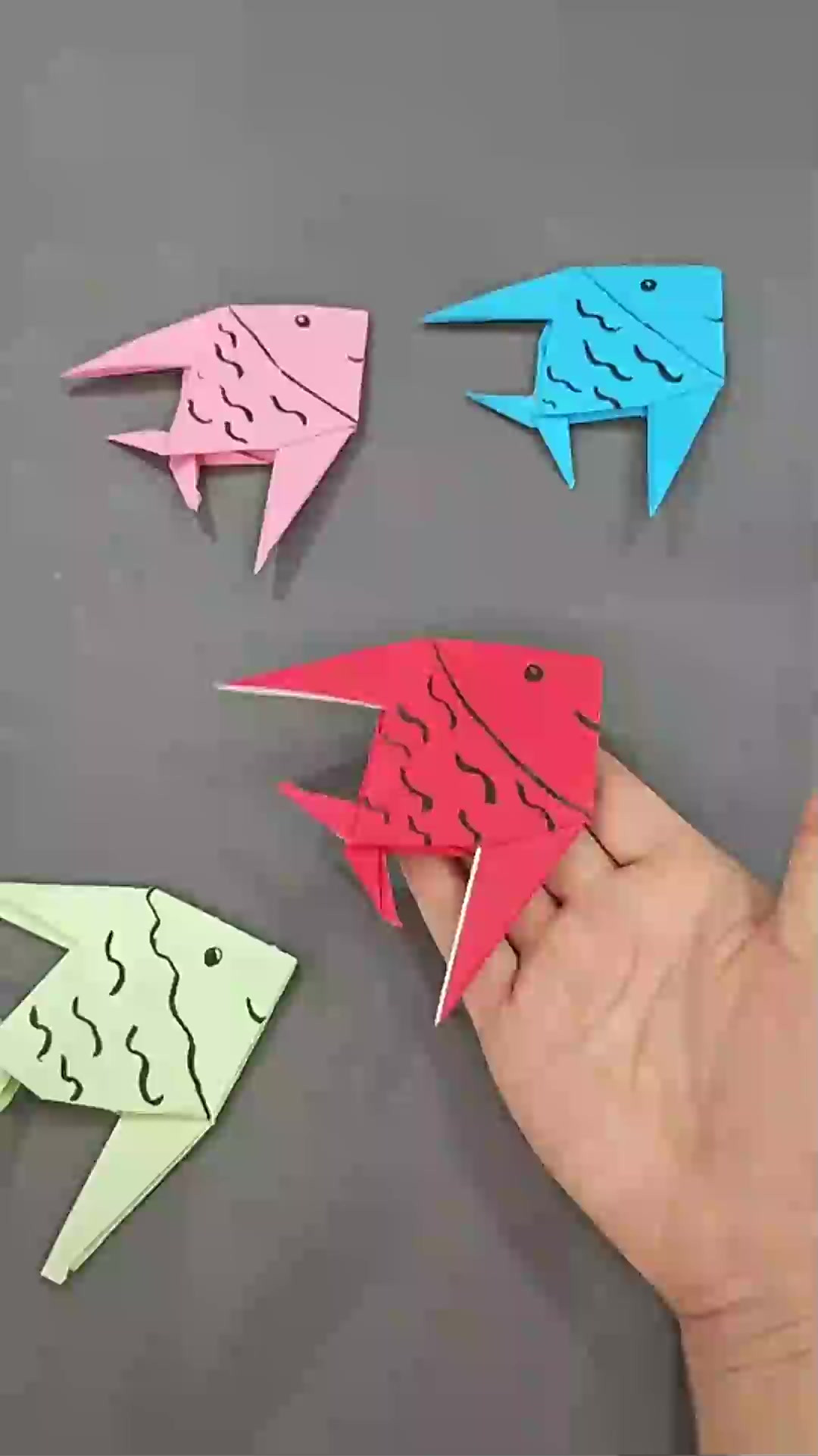 超级简单小鱼折纸手工 创意手工折纸小鱼