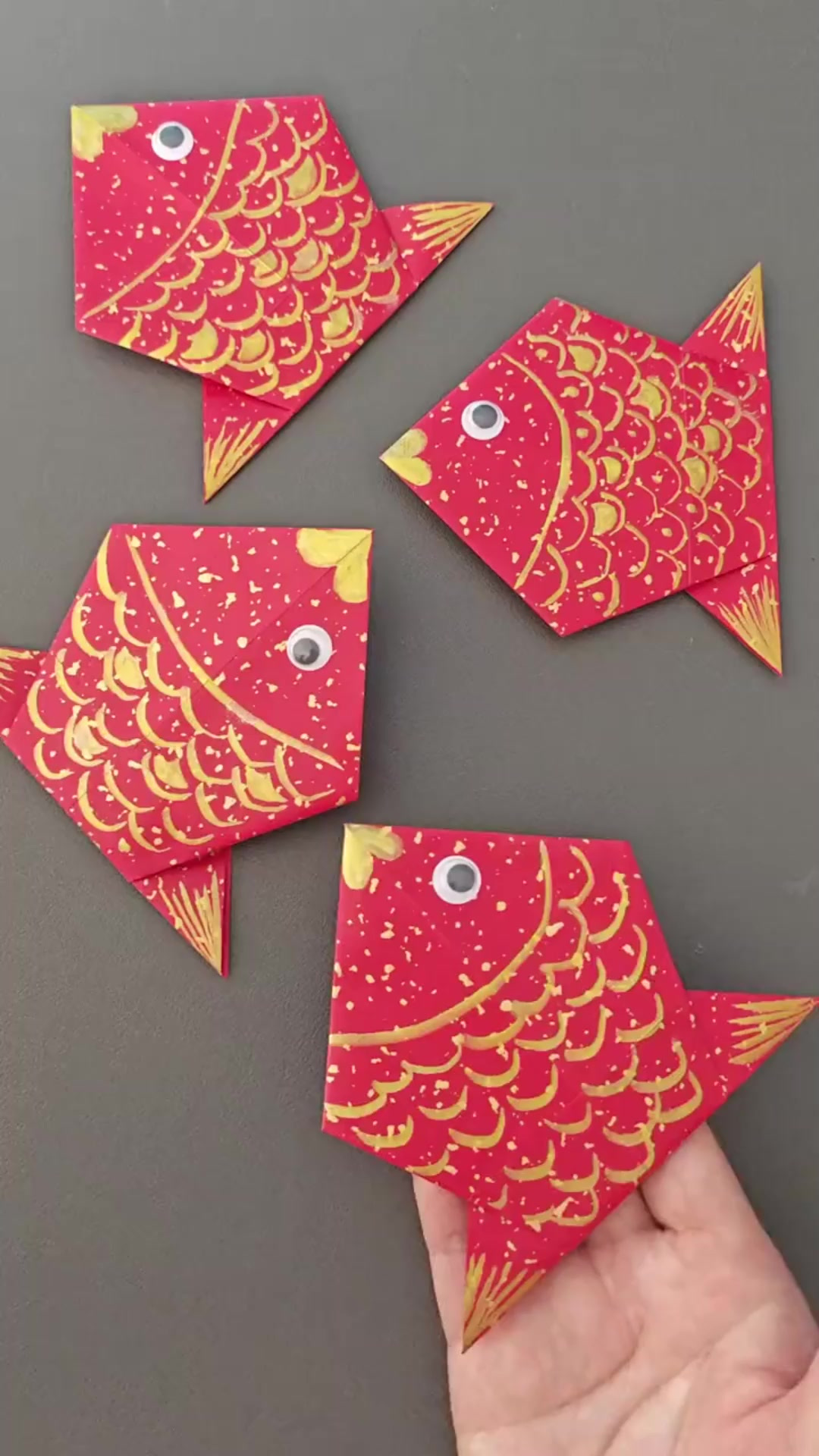 创作灵感折纸金鱼 最简单的折纸鱼亲子手工 手工折纸 一起玩手
