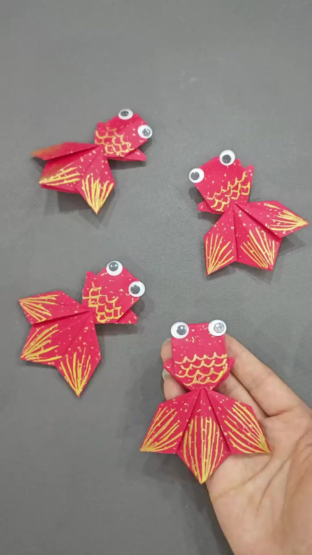 创作灵感新年折纸鱼。幼儿手工。自制可爱的手工折纸鱼亲子手工