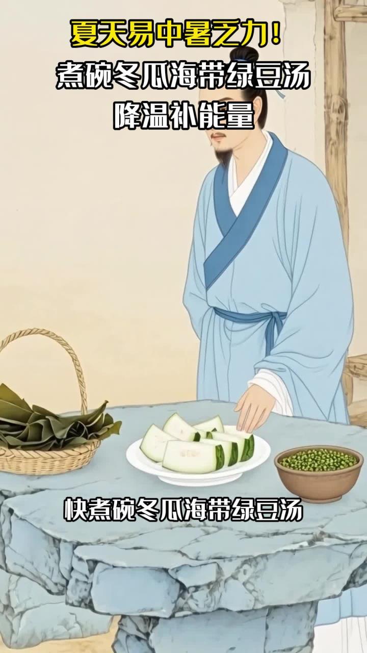 夏天易中暑乏力!煮碗冬瓜海带绿豆汤,降温补能量