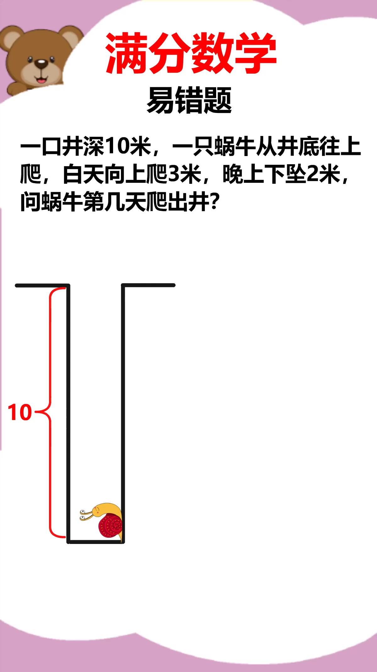 蜗牛爬井问题,只需一招教你搞定!
