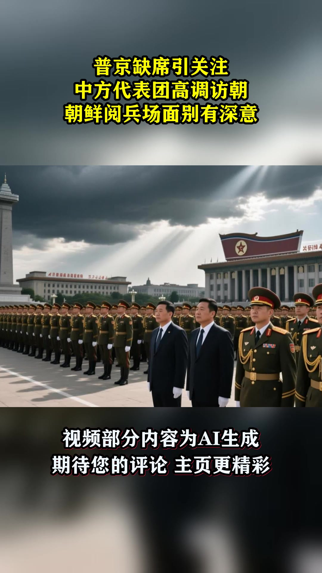 普京缺席引关注,中方代表团高调访朝!朝鲜阅兵场面别有深意!
