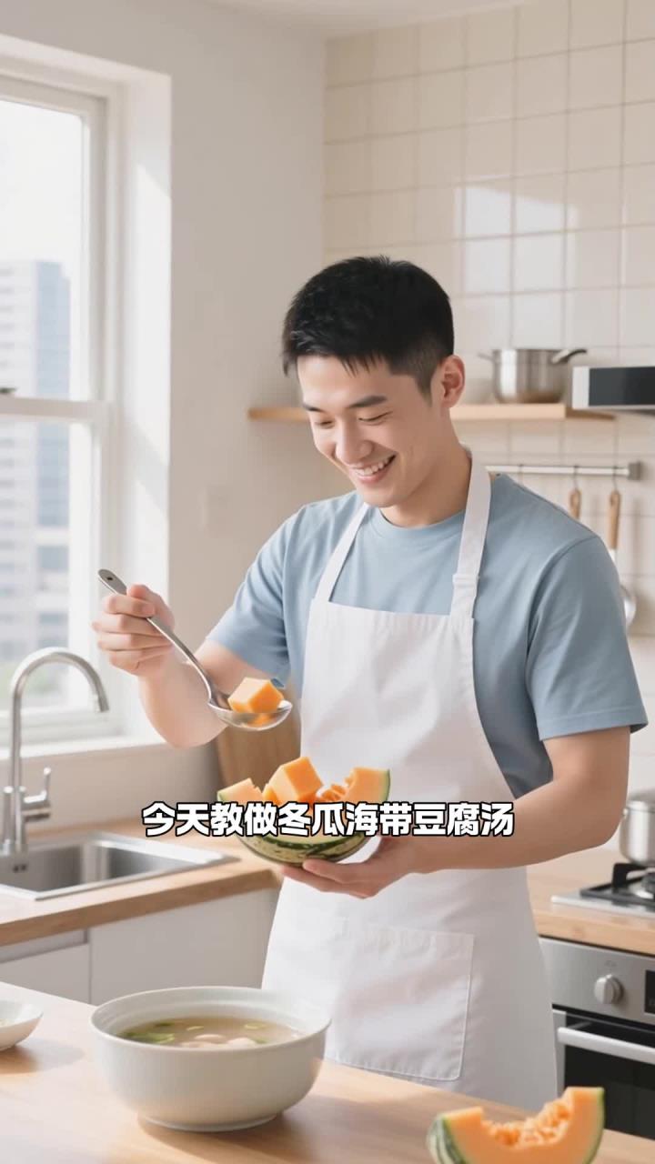 冬瓜海带豆腐汤，清淡低脂营养，利水祛湿