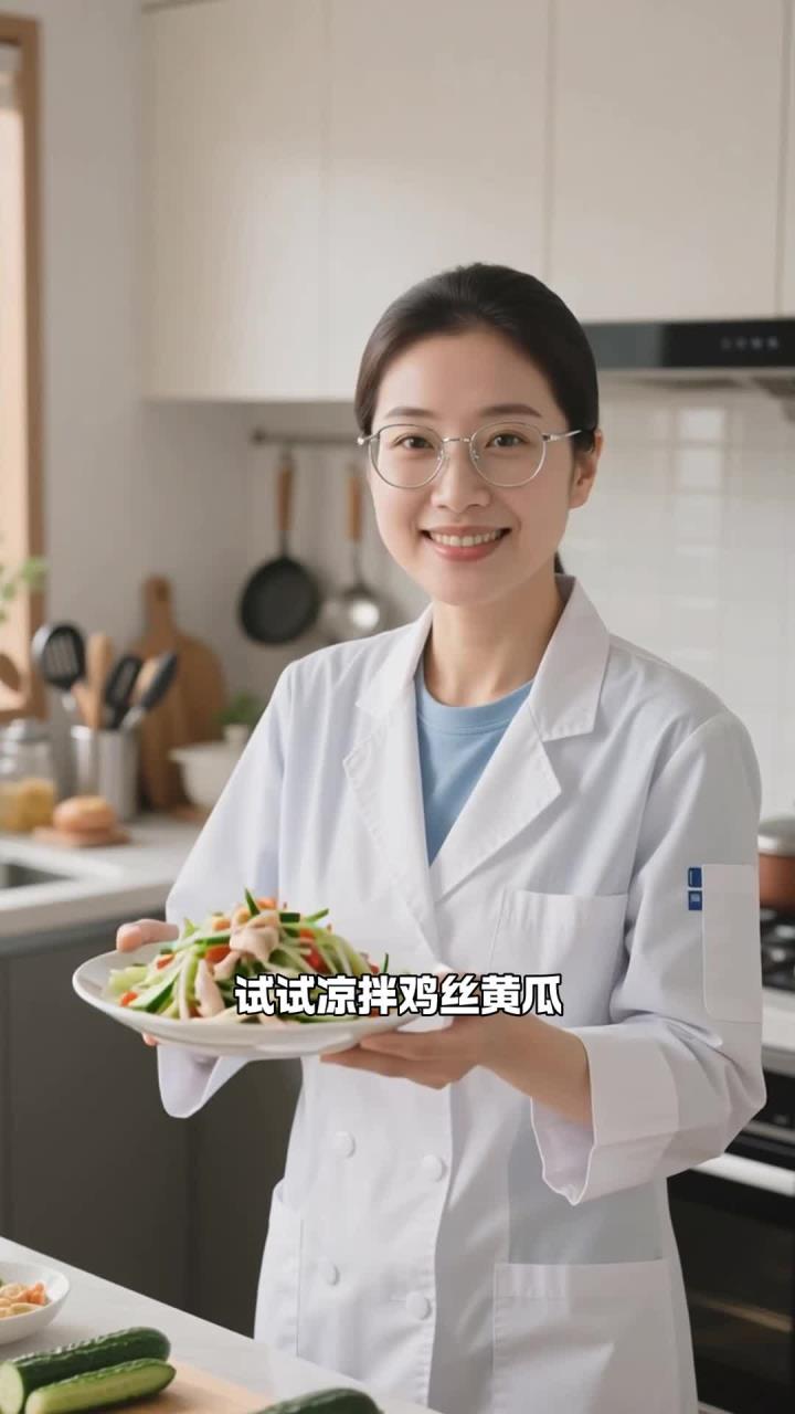 凉拌鸡丝黄瓜加入食护菜单,清爽开胃,流感期补蛋白易消化