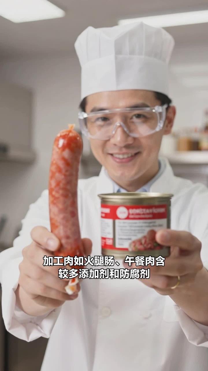 少吃火腿肠午餐肉,加工肉多,新鲜肉更优～