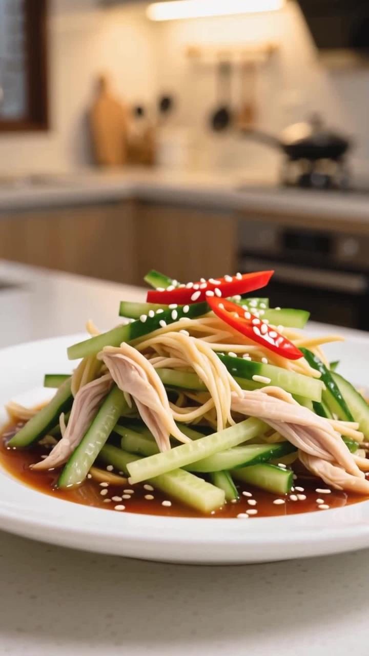 凉拌鸡丝黄瓜加入食护菜单,清爽开胃,流感期补蛋白不油腻