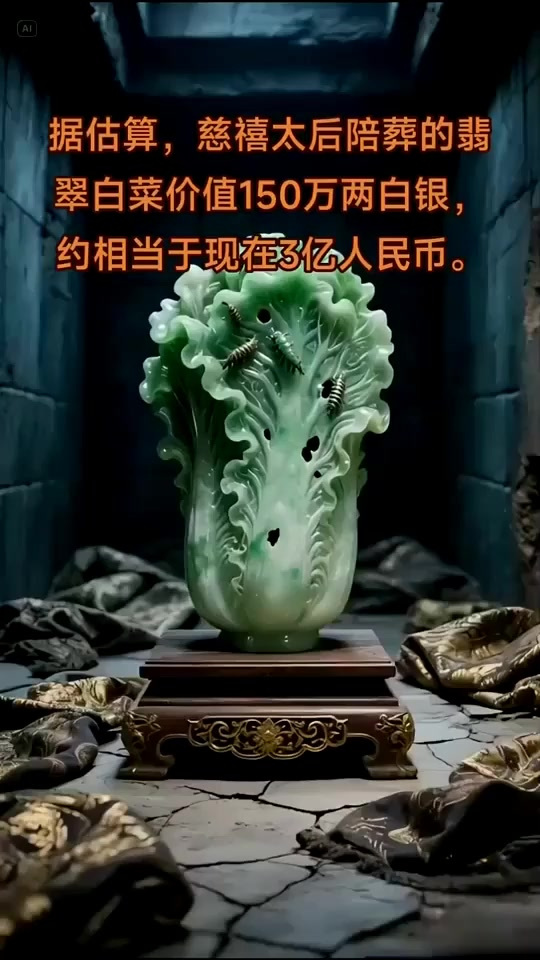 据估算,慈禧太后陪葬的翡翠白菜价值,约相当于现在3亿人民币