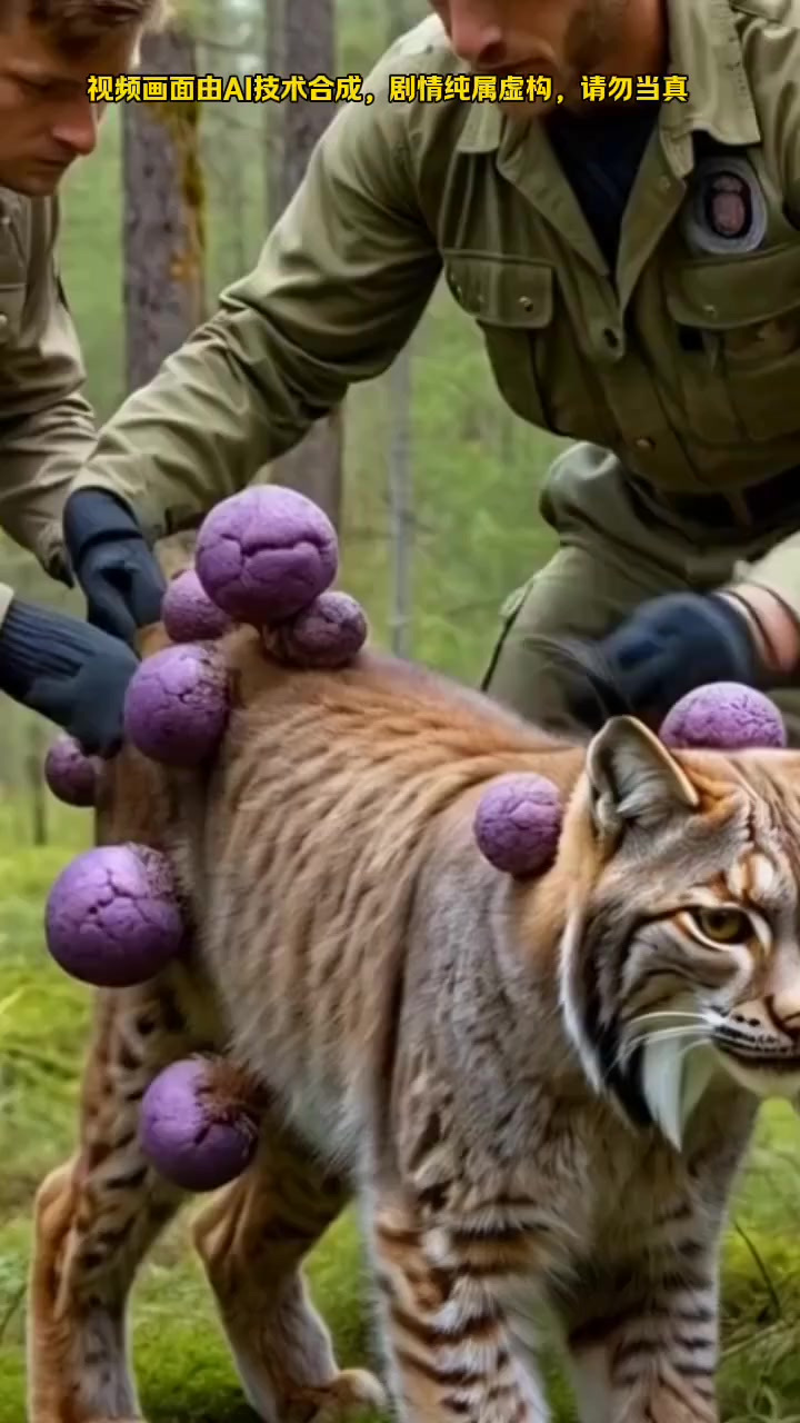 猞猁背上长满紫色肉瘤？专家取样研究，真相让人意外！