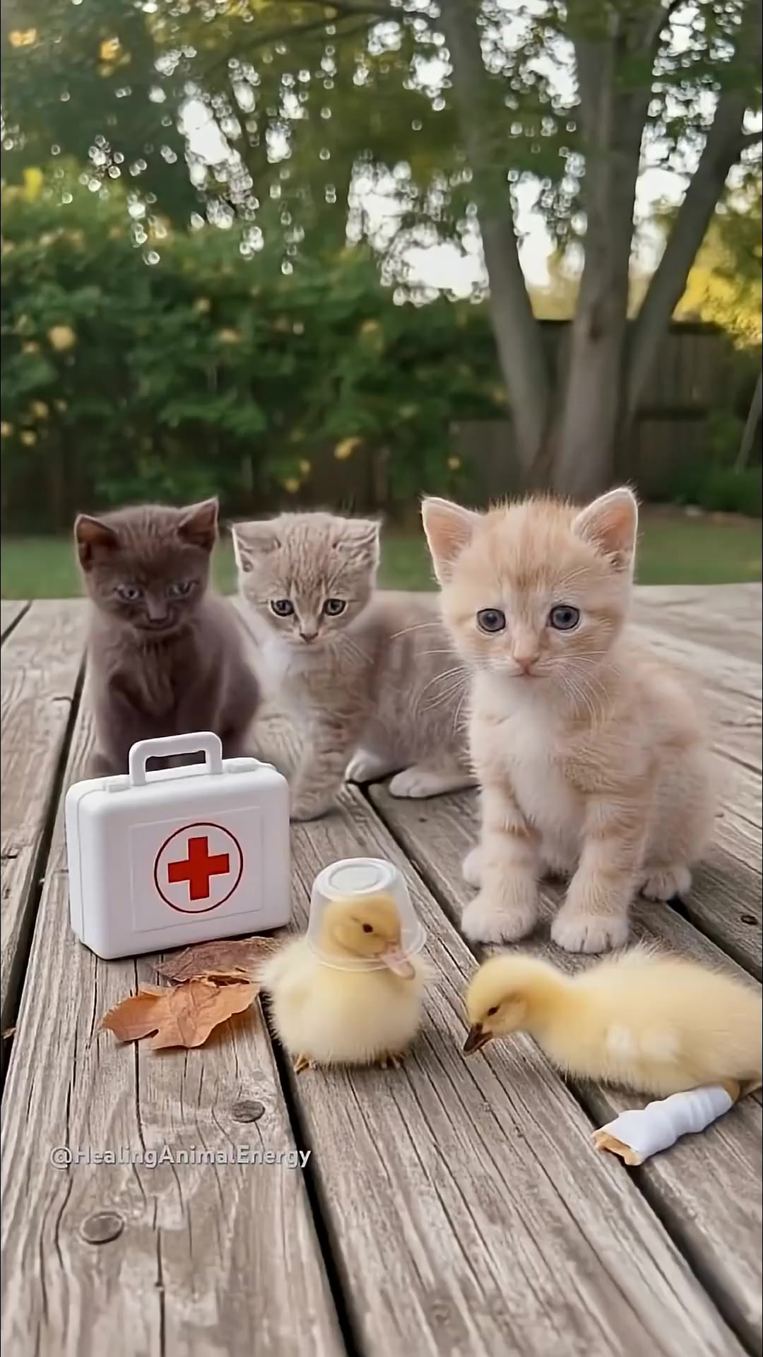 三只奶猫和两只小鸭子的可爱瞬间欣赏——温馨动物互动题材视频