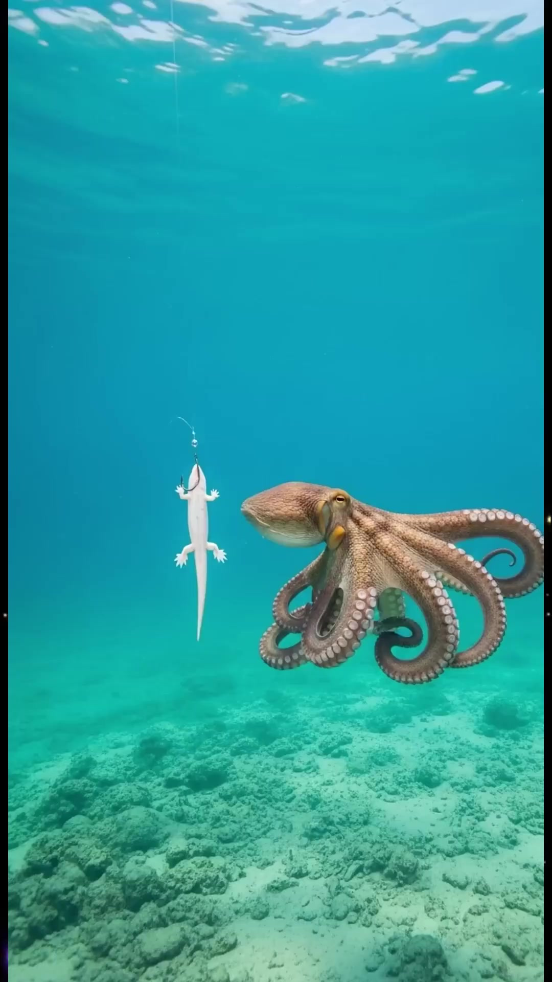 深海章鱼出击:假饵变身粉色小章鱼惊喜亮相