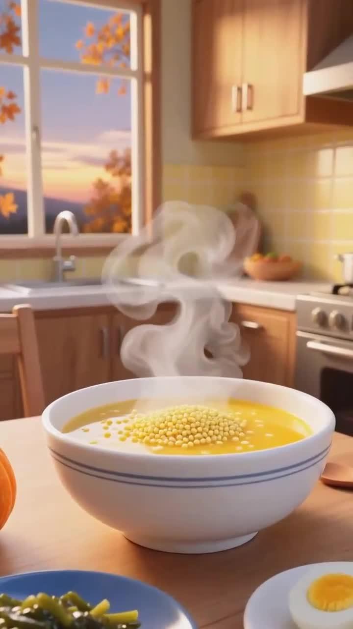 小米南瓜粥 + 咸菜 + 鸡蛋,简单晚餐也营养