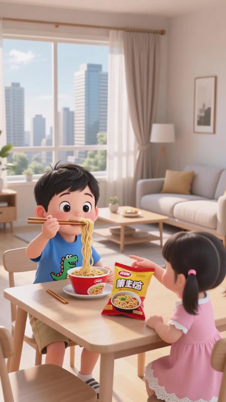 儿童少吃方便面零食 身体少负担 健康常相伴