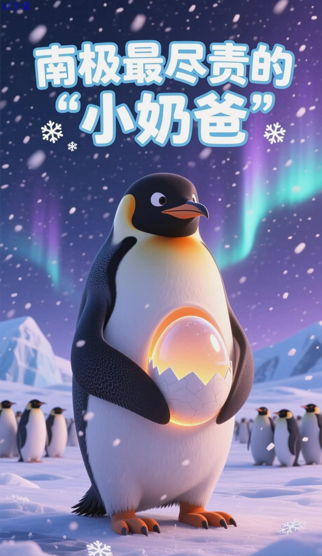 帝企鹅孵蛋,尽责小奶爸