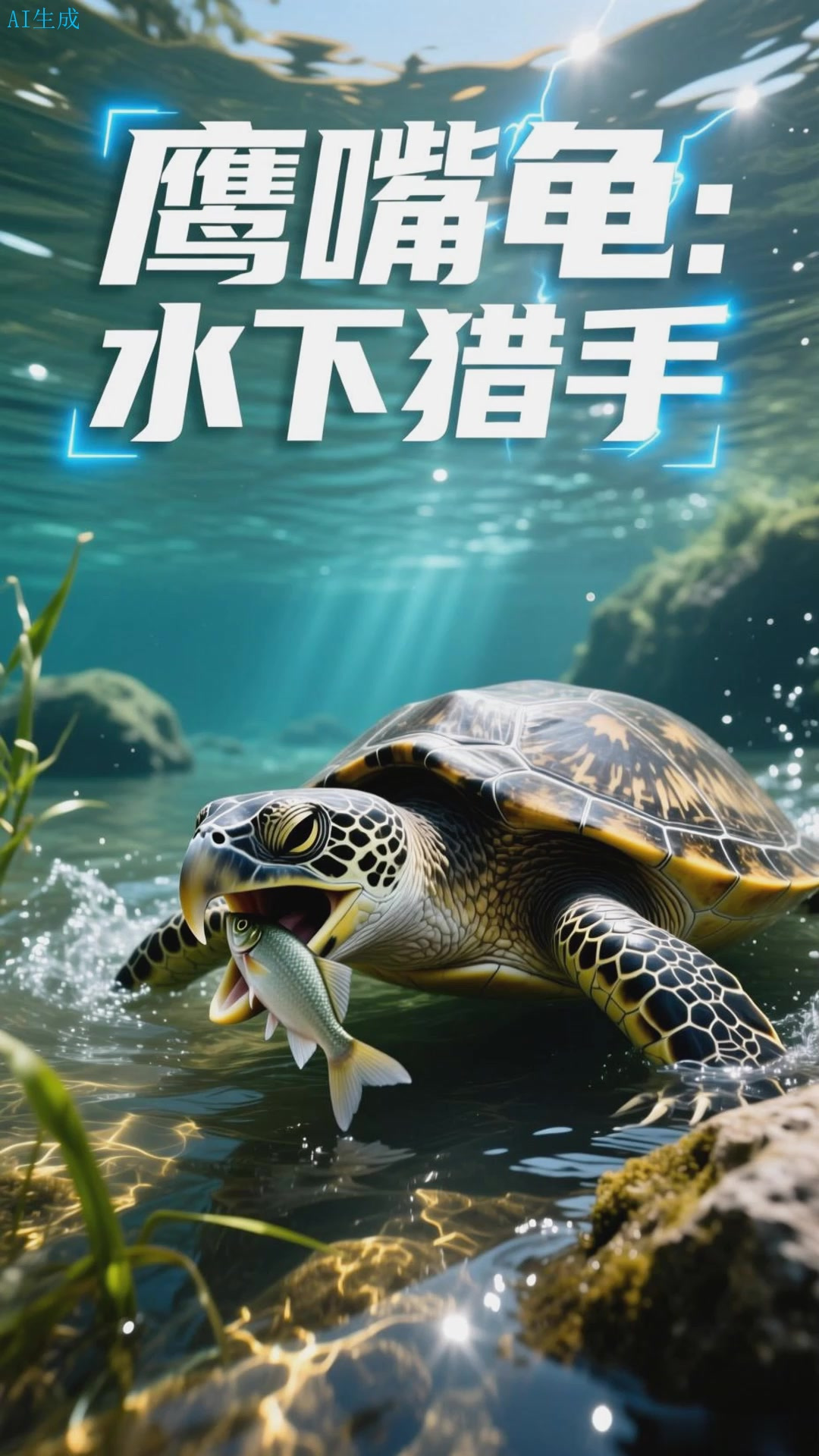 鹰嘴龟性情凶猛,水中的肉食性龟类