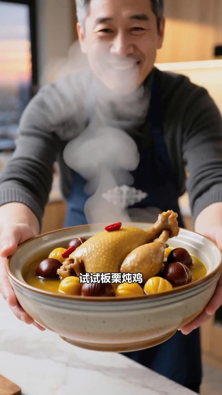 冬季吃板栗炖鸡,健康养生补能量～