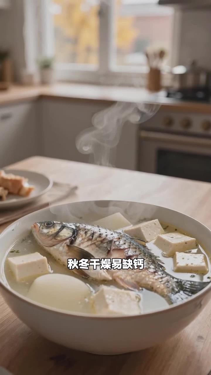 用豆腐鲫鱼萝卜汤，滋阴润燥补钙，老人小孩喝了超滋补！