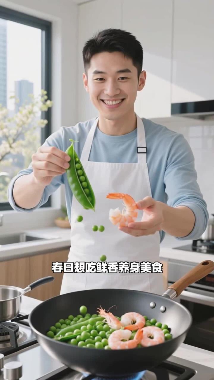 春日食豌豆炒虾仁，鲜香可口，健脾利湿，好吃又养身