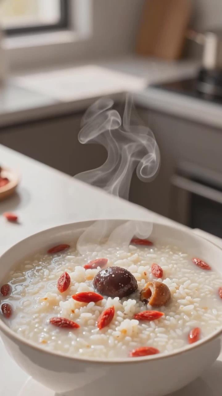 桂圆搭配枸杞煮粥食用,温润香甜好喝,缓解手脚微凉更舒适