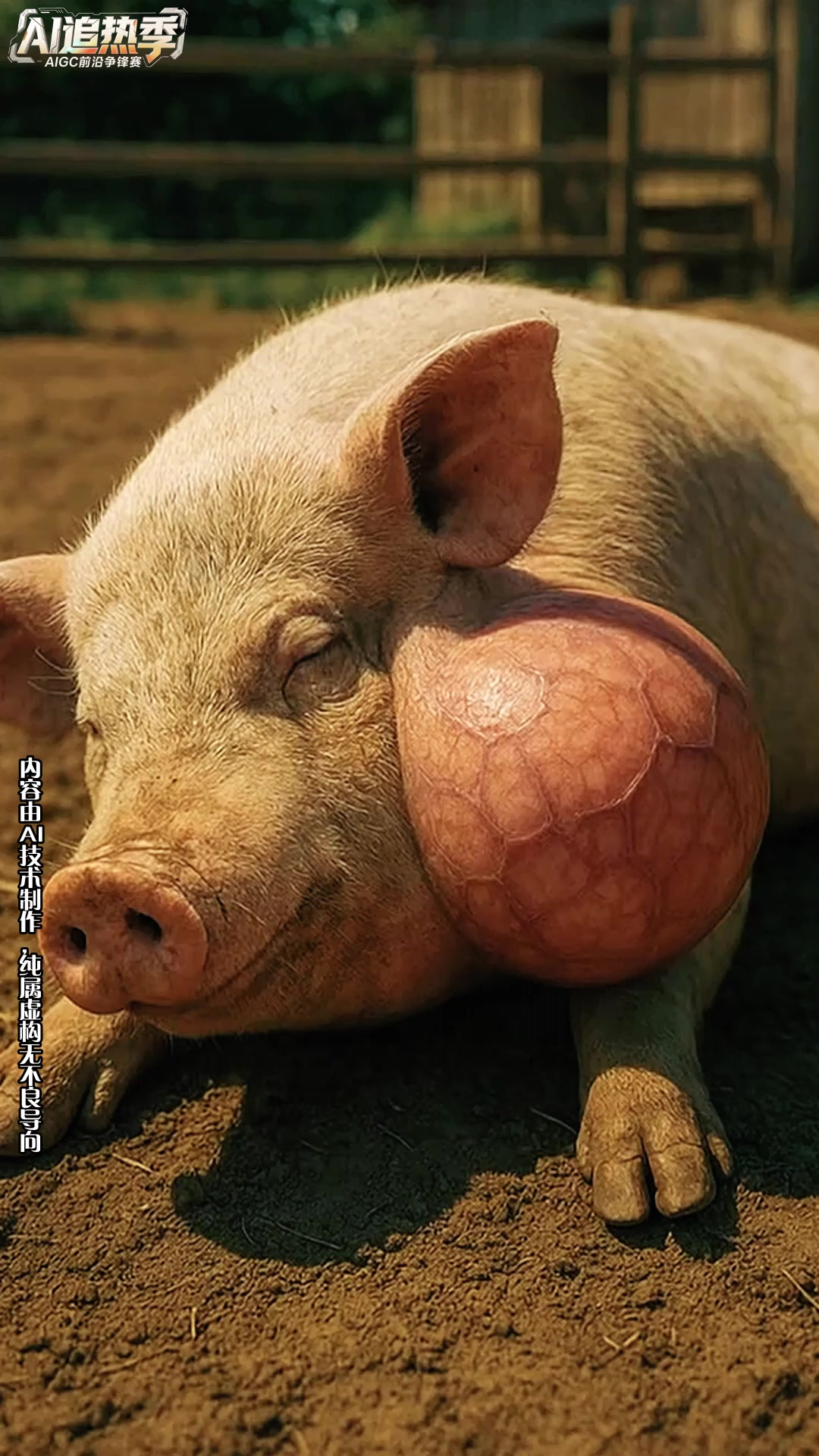 小猪肉瘤被啄破？浆液爬出虫子反成美食！