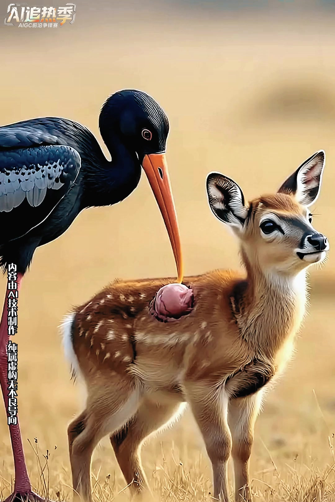 大鸟啄掉小鹿背上肉瘤，竟是暗中相助？结局意想不到