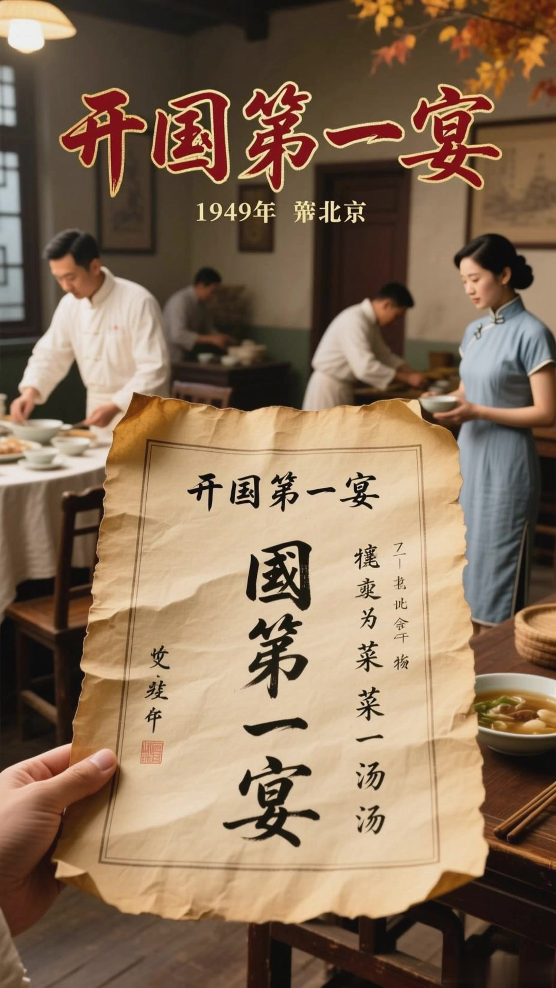 “开国第一宴”菜单罕见曝光,很难想象,菜品竟是如此简单