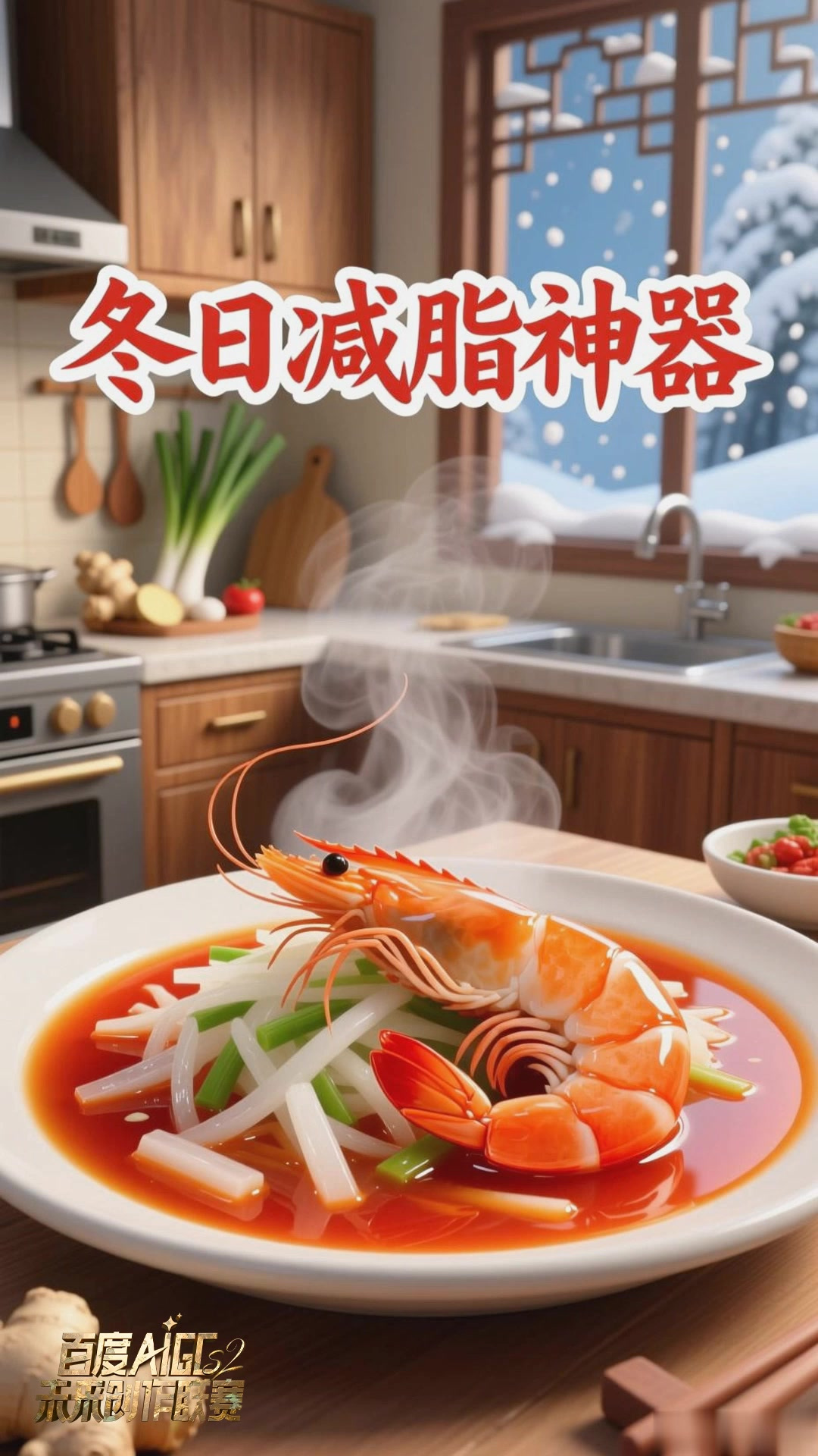 冬季减脂佳肴：萝卜丝炖虾