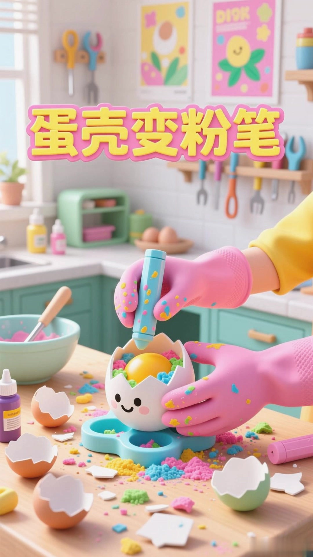 蛋壳变粉笔,创意手工DIY