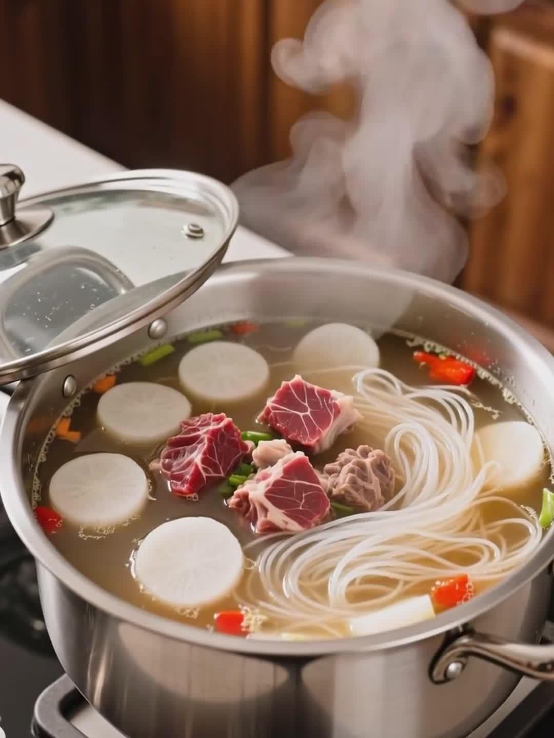 冬季喝羊肉萝卜汤加粉丝,健康养生暖身～