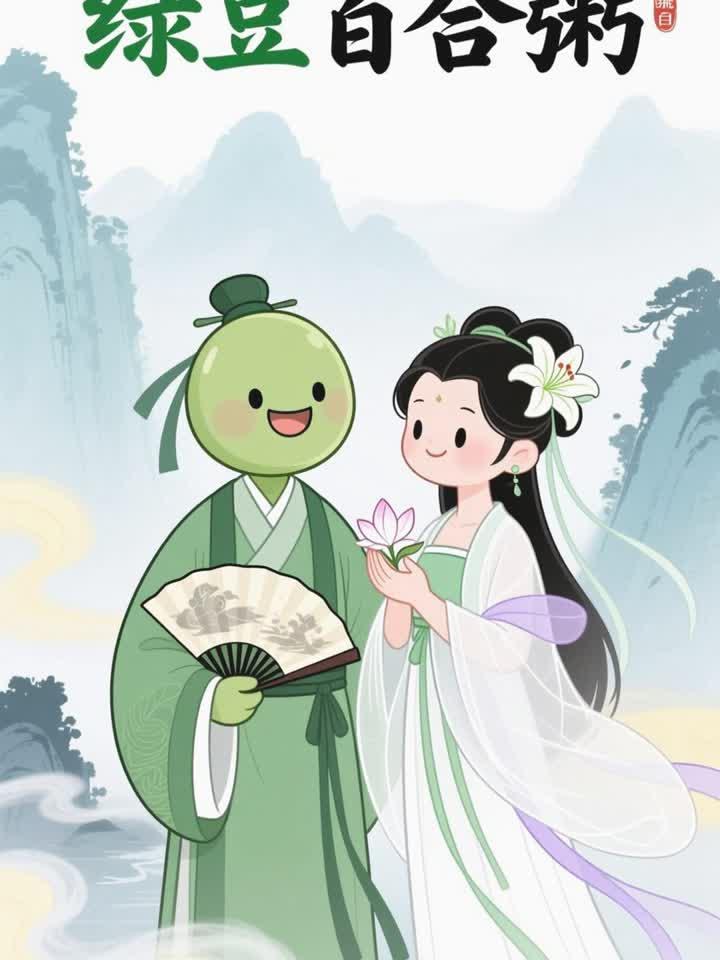 体质湿热:绿豆 + 百合煮粥,清热安神