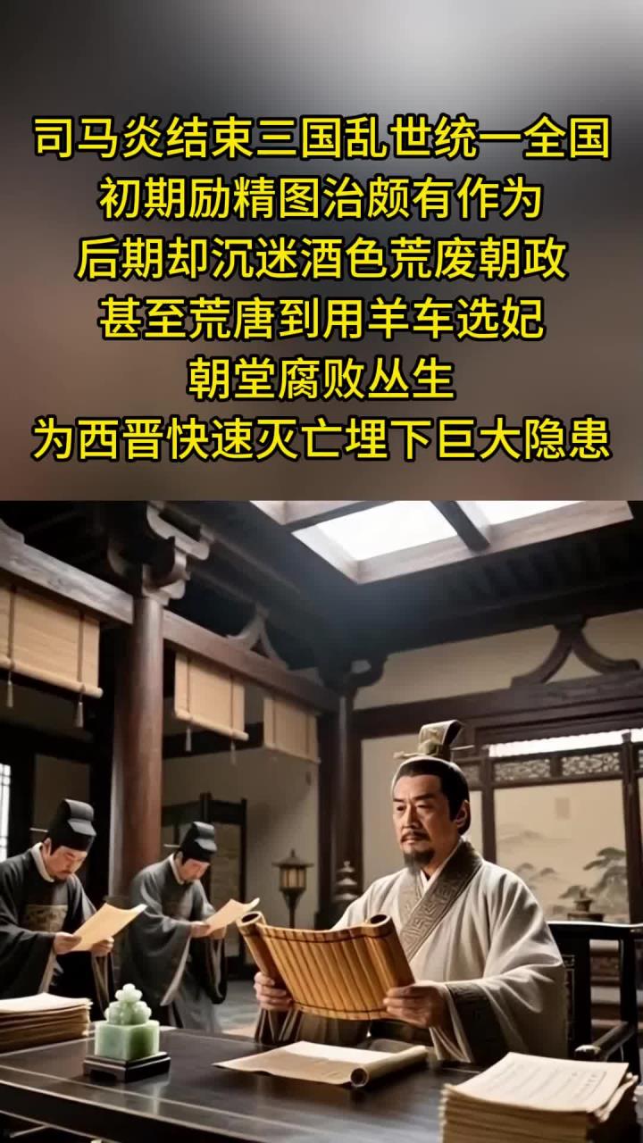 司马炎一统天下后沉迷酒色,羊车选妃埋下亡国隐患