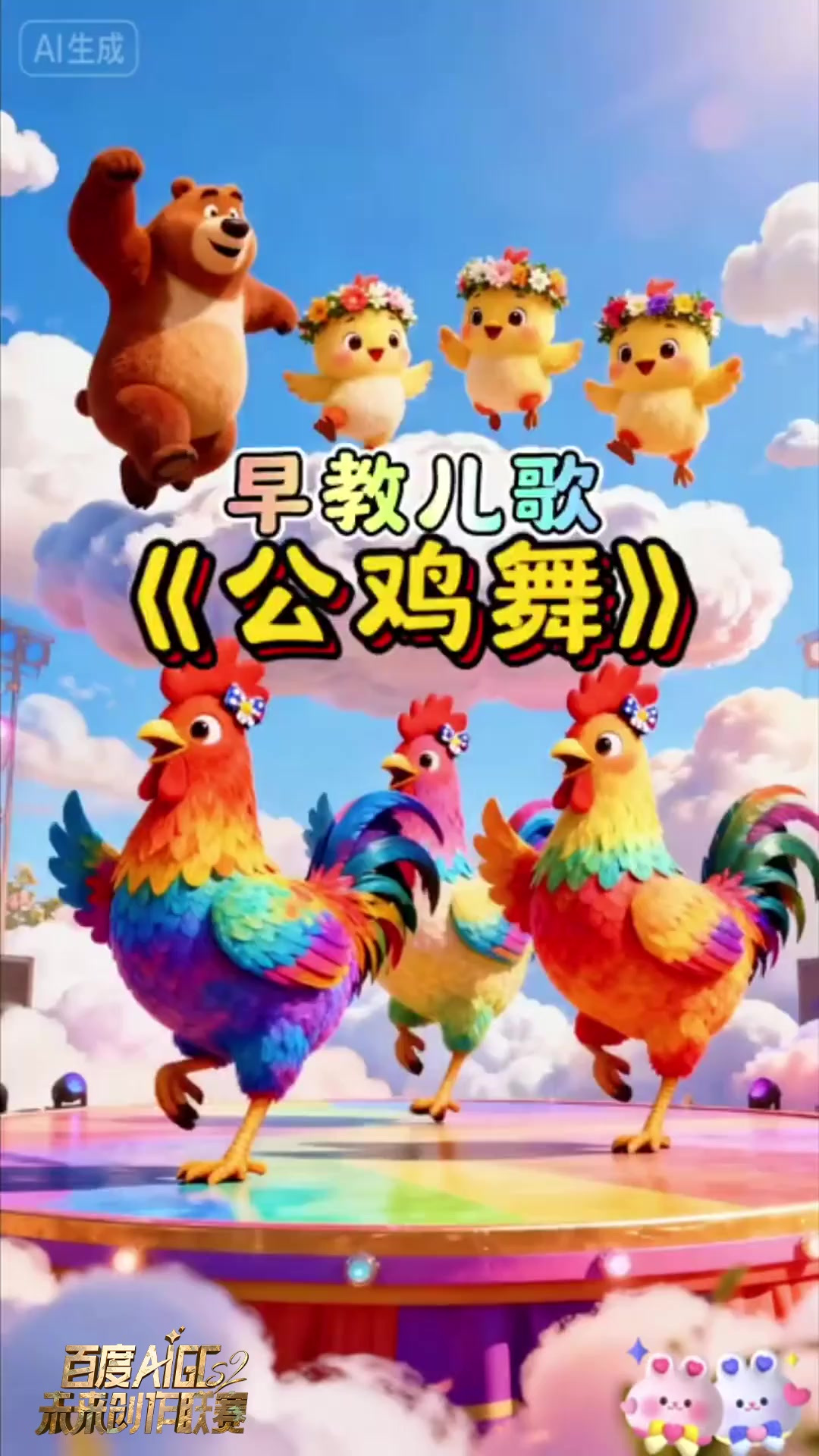 早教儿歌《公鸡舞》公鸡进行曲儿歌动画可爱的超好看的大公鸡来啦