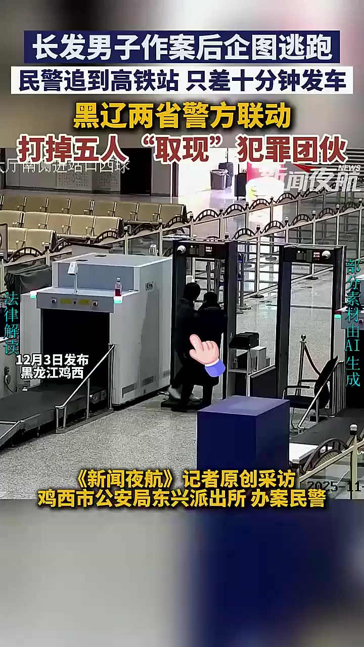 12月3日发布,黑龙江鸡西。长发男子作案后企图逃跑,民警追到