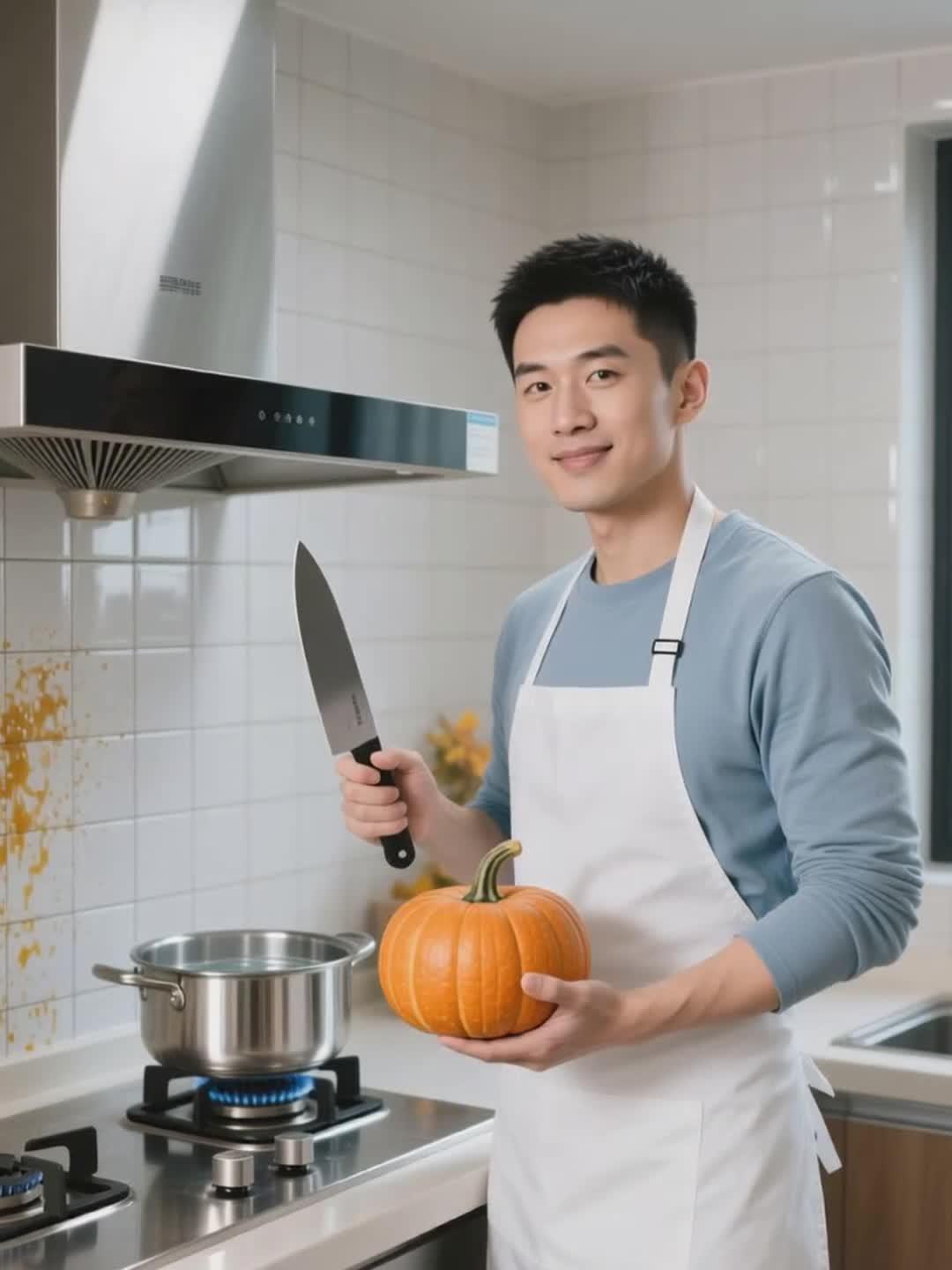 流感季做好食护,软质南瓜粥加青菜加香菇温润护健康养生