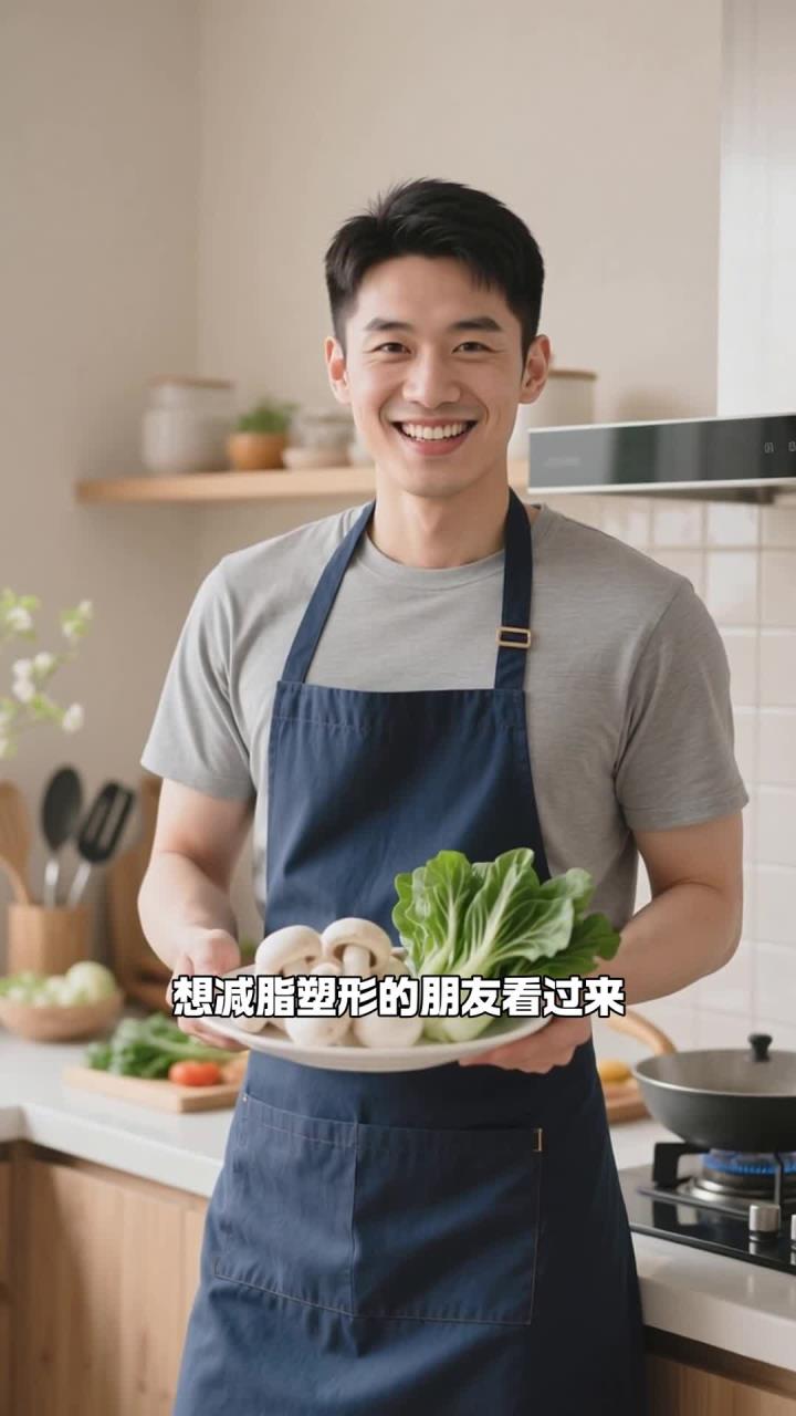 白蘑菇炒青菜,清爽又鲜香,减脂餐搭配