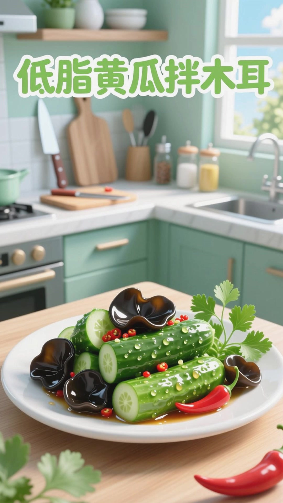 黄瓜拌木耳，加醋清爽低脂超可口