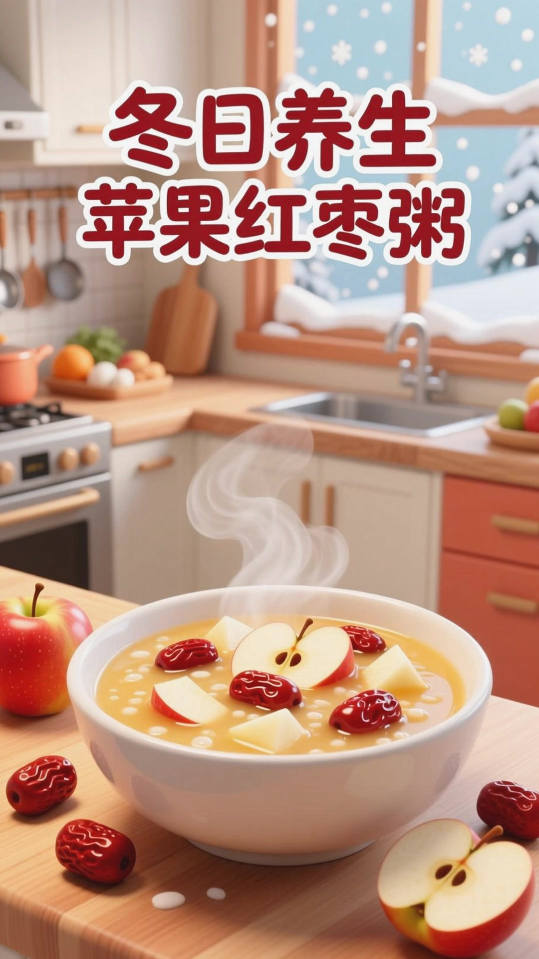苹果红枣粥，补气血养生