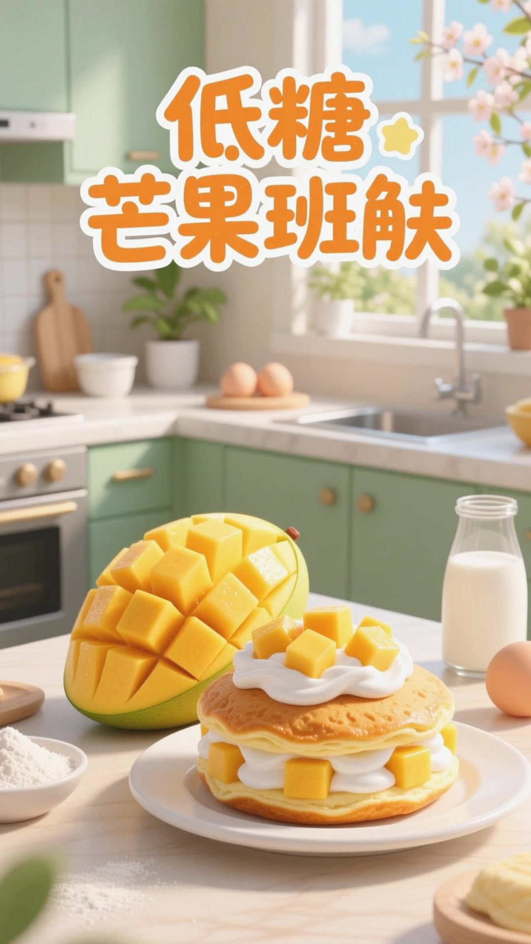 春季芒果班戟，低糖养生新选择