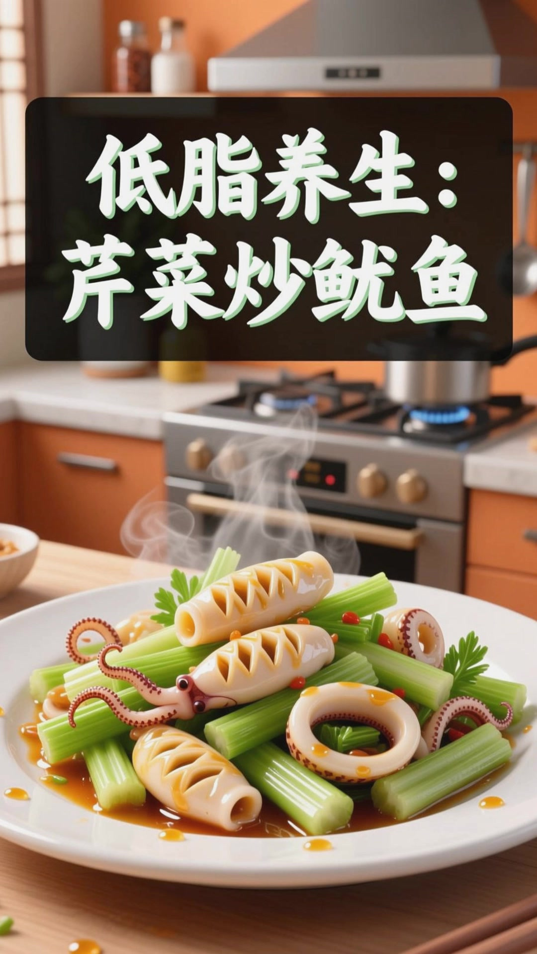 芹菜炒鱿鱼，鲜香入味低脂营养