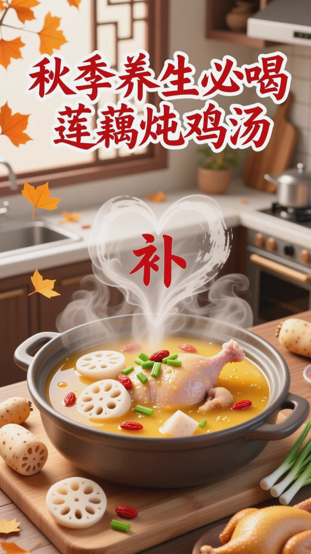 秋季吃莲藕，炖鸡汤鲜美好喝